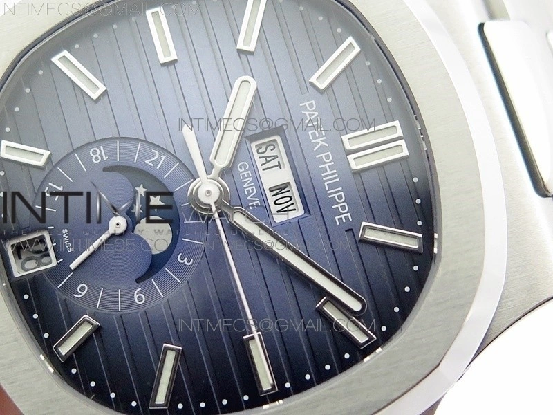 NAUTILUS 5726 SS GRF 1:1 BEST EDITION BLUE DIAL WORKING ANNUAL CALENDARON SS BRACELET A.324 V2